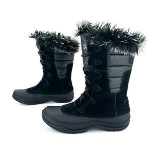 The North Face Nuptse Purna Black Winter Boot Sz 6.5 Suede Waterproof Insulated